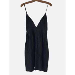 Olga Kapustina Dress Size 4 V-Neck Mini Sheath Black Spaghetti Strap Gauze